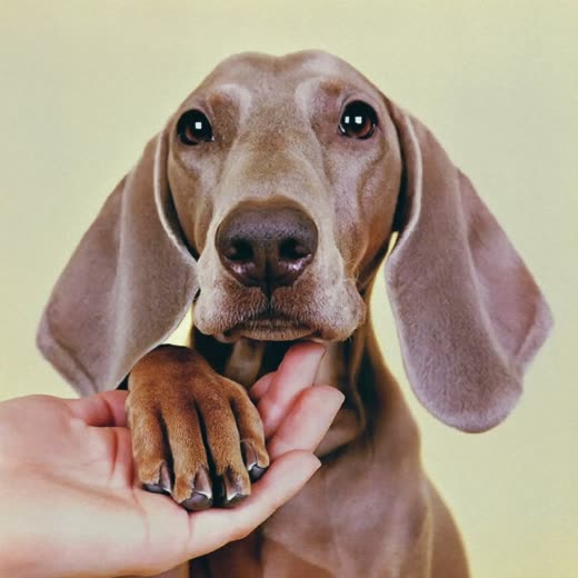 A dog's paw with neatly trimmed nails resting on a hand